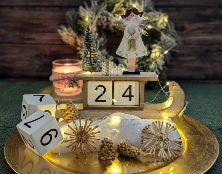 Dekobeispiel Adventskalender Schlitten