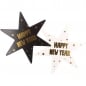 6 Untersetzer, Silvester, Stern -Happy New Year-, 14 cm.