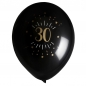 8 Luftballons Geburtstag -30- in Schwarz/Gold.