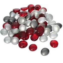 Glaslinsen Mix in Rot/Grau/Silber