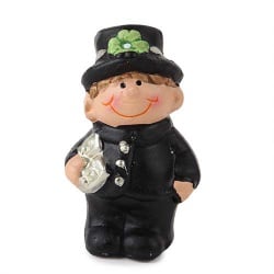 Gastgeschenk Silvester Schornsteinfeger mit Hufeisen im Jutebeutel Gastgeschenk Silvester Schornsteinfeger mit Hufeisen im Jutebeutel