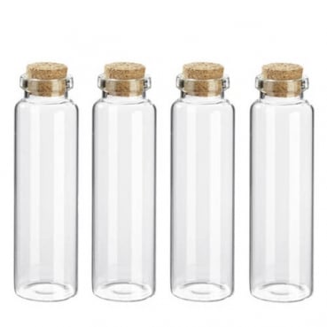 4 kleine Glasröhrchen mit Korken für Geldgeschenke, kleine Flaschenpost, 75 mm