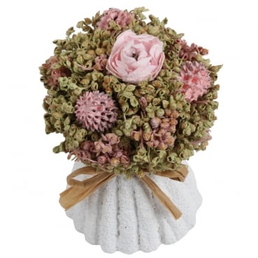 Kleines Trockenblumen Bouquet, Fuß in Keramik-Optik, 12 cm