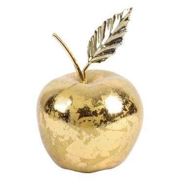 Keramik Apfel in Antik-Gold, 10,5 cm