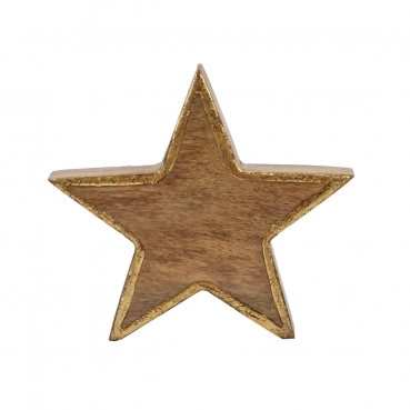 Mangoholz Stern, Weihnachten, mit Rand in Gold, 13,5 cm Mangoholz Stern, Weihnachten, mit Rand in Gold, 13,5 cm.