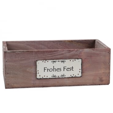 Rustikale Deko Holzbox, "Frohes Fest", 28 cm