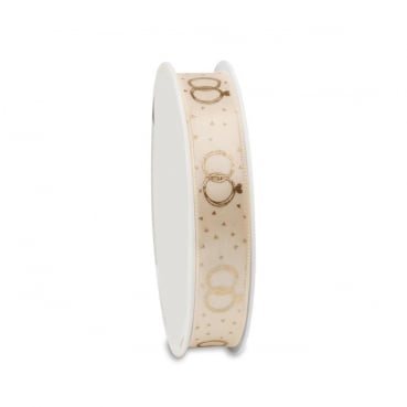 3 Meter Tischband Hochzeit, Eheringe in Creme/Gold, 15 mm