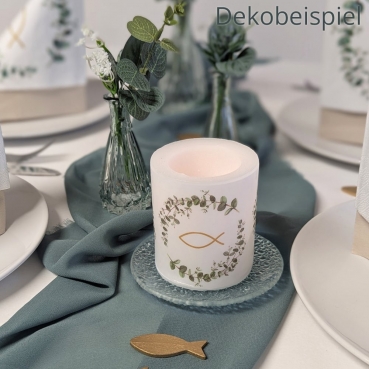 66-teiliges Tischdeko Paket "Eukalyptus" Konfirmation, Kommunion, Taufe Dekobeispiel Tischdeko Kommunion Konfirmation Farbe Eukalyptus 3