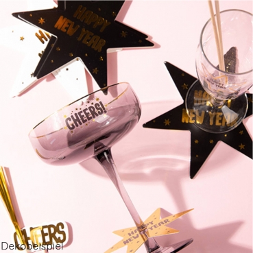 Silvester Glasdeko Sticker Dekobeispiel für Silvester Glasdeko Sticker.