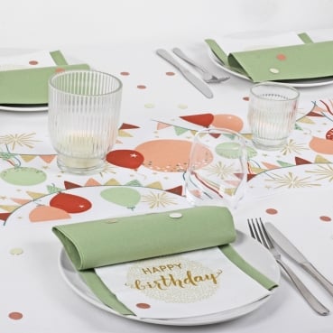 50-teiliges Tischdeko Paket Geburtstag "Sage & Blush" Dekobeispiel Dekopaket Geburtstag Nahaufnahme Teelichthalter