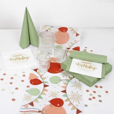 50-teiliges Tischdeko Paket Geburtstag "Sage & Blush" 50-teiliges Tischdeko Paket Geburtstag "Sage & Blush"