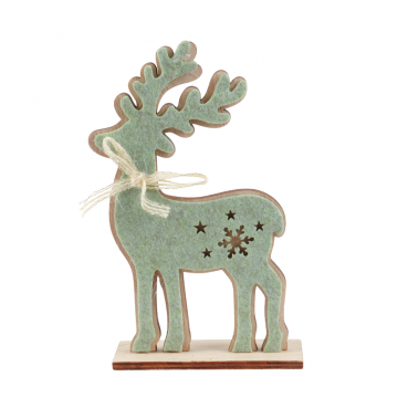 Deko Holz Hirsch mit Filz in Pistachio Green, 17 cm Deko Holz Hirsch mit Filz in Pistachio Green, 17 cm