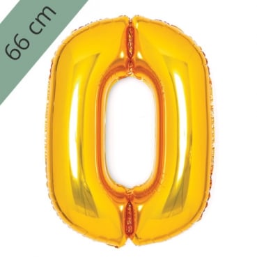 Großer Folien Zahlenballon 0 in Gold, 66 cm