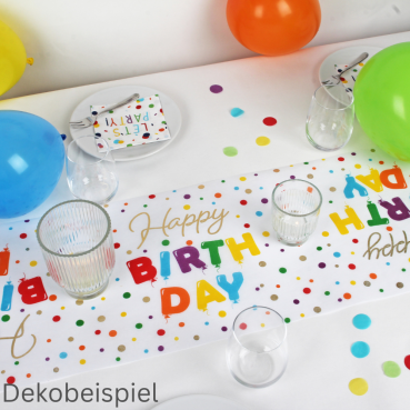 51-teiliges Tischdeko Paket Geburtstag "Bunte Party" Dekobeispiel mit dem Tischdeko Paket Bunte Party.