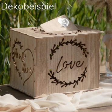 Holz Geldgeschenke Box, Hochzeit -Love, Mr & Mrs-, 30 cm Holz Geldgeschenke Box, Hochzeit -Love, Mr & Mrs-, 30 cm.