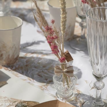 Mini Glas Bonboniere Vintage mit Korkverschluss, 85 mm Dekobeispiel für die Mini Glas Bonboniere Vintage mit Korkverschluss, 85 mm.