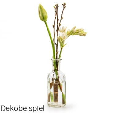 Glas Flaschen Vase Vintage mit Rillen, Norinne, klar, 19 cm Dekobeispiel Glas Flaschen Vase Vintage mit Rillen, klar, 19 cm.