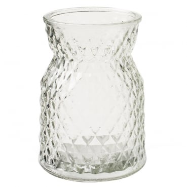 Glas Vase mit Rautenmuster, klar, 13,5 cm