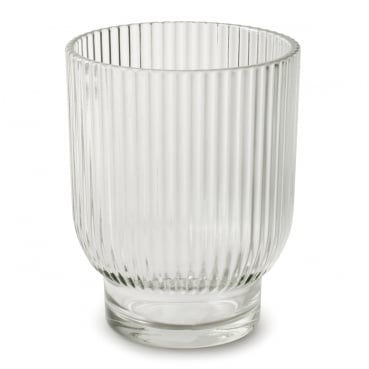 Glas Windlicht Dex mit Streifen, klar, 12,5 cm