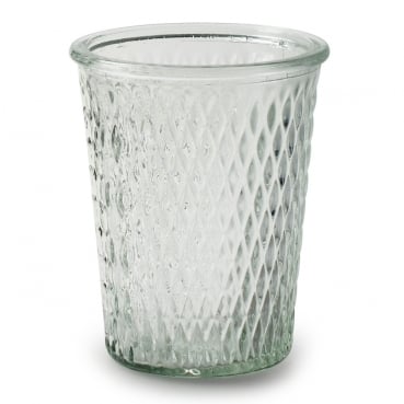 Glas Windlicht, Vase mit kleinen Rauten, klar, 12,5 cm