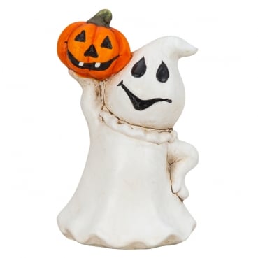 Keramik Halloween Gespenst mit Kürbis, 14 cm