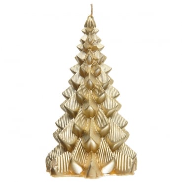 Kerze Tannenbaum, Weihnachten in Gold, 16 x 9 cm