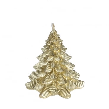 Kleine Kerze Tannenbaum, Weihnachten in Gold, 80 x 75 mm