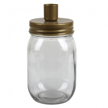 Dekoglas zum Befüllen, Schraubdeckel Kerzenständer in Gold matt, 16 cm Dekoglas zum Befüllen, Schraubdeckel Kerzenständer in Gold matt, 16 cm