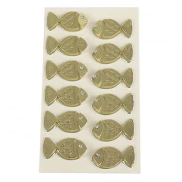 Klebe Sticker 3D Fisch in Gold