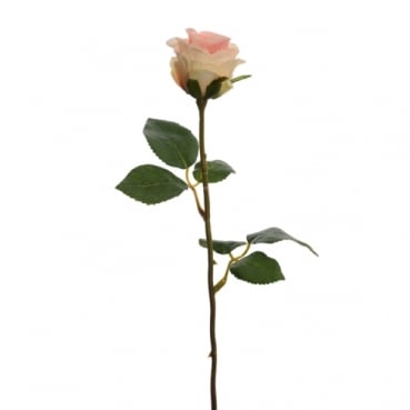 Kunstblume Rose in Creme/Rosa, 45 cm