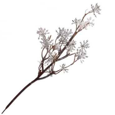 Kunstblume, Glitzer Blütenzweig Japanische Skimmie in Silber, 31 cm Kunstblume, Glitzer Blütenzweig Japanische Skimmie in Silber, 31 cm.