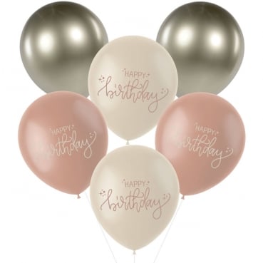 Design Luftballon Set Blush Rosé, Geburtstag -Happy Birthday-