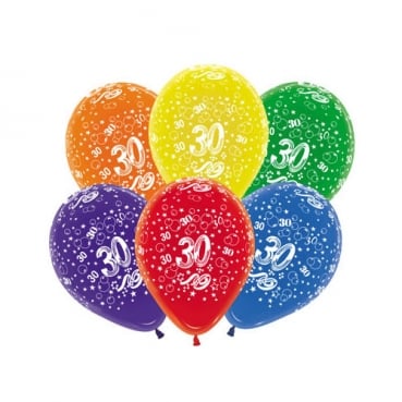 5er Pack Zahlenluftballons 30, Geburtstag, Jubiläum, bunt