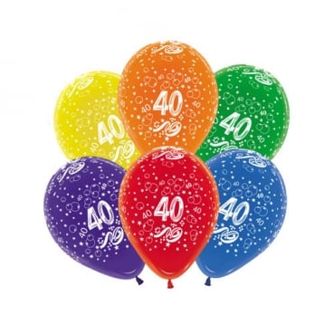 5er Pack Zahlenluftballons 40, Geburtstag, Jubiläum, bunt