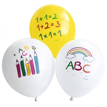 6er Pack Luftballons Einschulung, Buntstifte, ABC, Rgenbogen