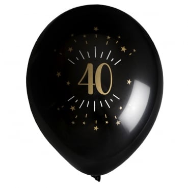 8 Luftballons Geburtstag -40- in Schwarz/Gold