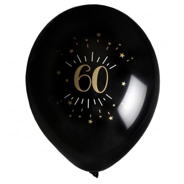8 Luftballons Geburtstag -60- in Schwarz/Gold