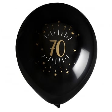 8 Luftballons Geburtstag -70- in Schwarz/Gold