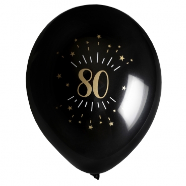 8 Luftballons Geburtstag -80- in Schwarz/Gold