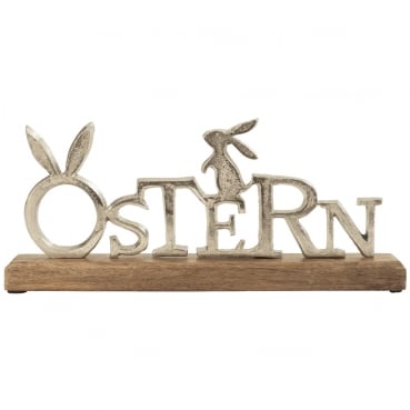 Metall Schriftzug -Ostern- auf Holzsockel, 32,5 cm