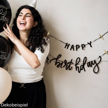 Design Luftballon Set Elegant Noir, Geburtstag -Happy Birthday- Dekobeispiel für den Geburtstags-Designstil Elegant Noir.