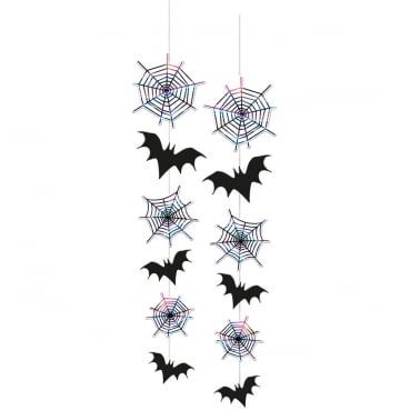 Raumdeko Halloween, Spinnennetz, Fledermaus, 70 cm