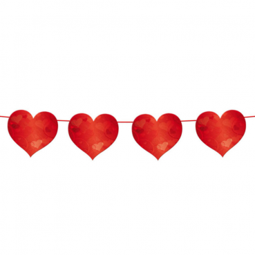 6 Meter Girlande Herzen in Rot, 16 cm 6 Meter Girlande Herzen in Rot, 16 cm.