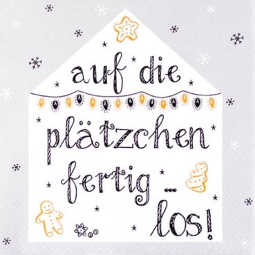 20er Pack Servietten Weihnachten -Auf die Plätzchen fertig los!-, 33 x 33 cm