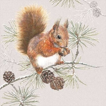 20er Pack Servietten Eichhörnchen im Winter, 33 x 33 cm