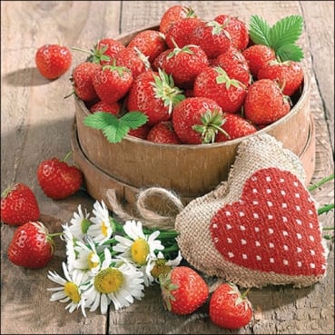 20er Pack Servietten Leckere Erdbeeren, 33 x 33 cm