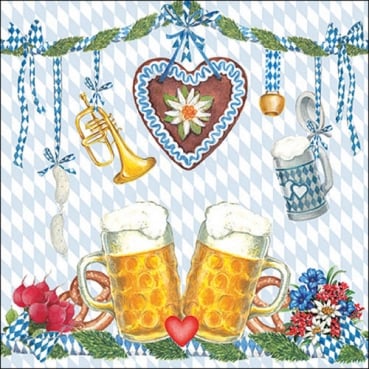 20er Pack Servietten Bierfest, Bayern-Raute, 33 x 33 cm