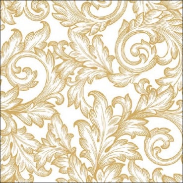 20er Pack Servietten Ornamente in Gold, 33 x 33 cm