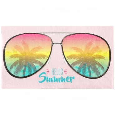 20er Pack Servietten Sommer, Sonnenbrille, Palmen, &#8539; Falz, 40 x 33 cm