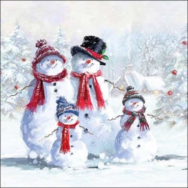 20er Pack Servietten Familie Schneemann, 33 x 33 cm